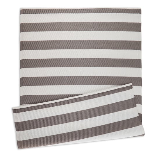 DII® Stone & White Rugby Stripe Outdoor Rug, 4ft. x 6ft.